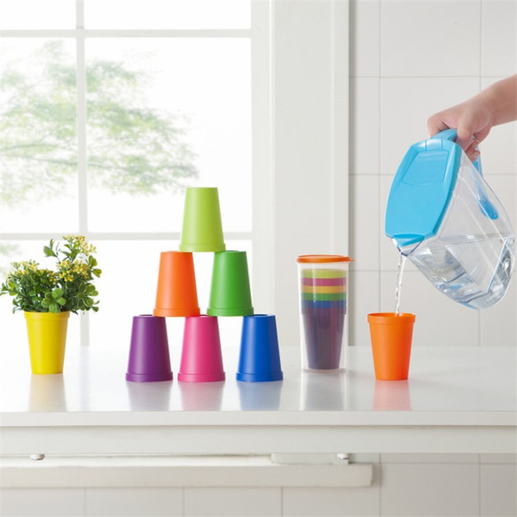 旅行彩虹塑膠杯 創意大容量收納杯 塑膠杯...